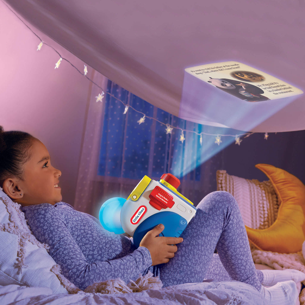 Girl watching story on the ceiling