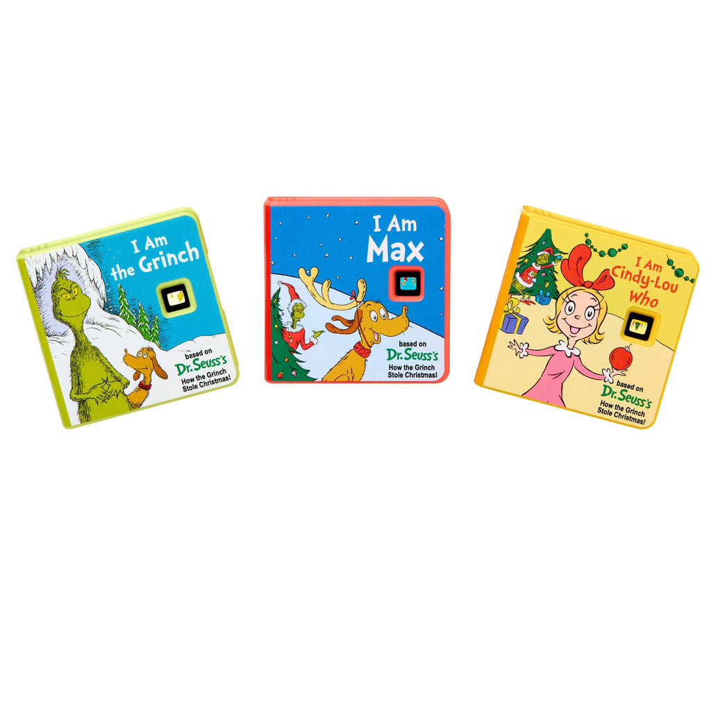 Three Dr. Seuss-themed books on a white background